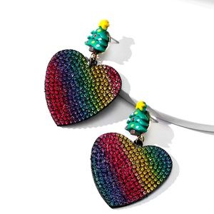 💘Bejewelled Holiday Rainbow Heart Earrings